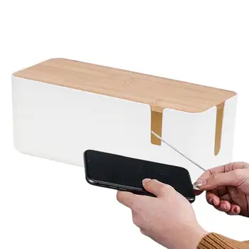 Коробка для управления кабелями, Бамбуковая крышка, коробка-органайзер для шнура, чтобы спрятать шнур питания под столом, Многоразовые Компьютерные провода, кабель-органайзер для кабеля