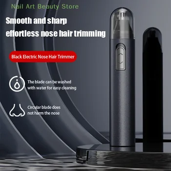 Черный электрический триммер для волос в носу для мужчин и женщин, доступный с малошумным двигателем с высоким крутящим моментом и высокой скоростью вращения, моющиеся волосы в носу