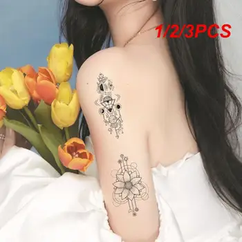 1/2/3ШТ Водонепроницаемые наклейки с татуировками, водонепроницаемые наклейки с татуировками в виде большого черного цветка, татуировки и роспись тела, татуировка на всю руку