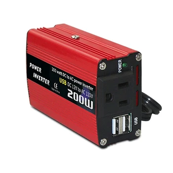 Автомобильный инвертор мощностью 200 Вт, преобразователь постоянного тока 12 В 220 В переменного тока, порты USB для зарядки 8.3A, адаптер автомобильного зарядного устройства (красный)