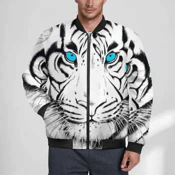 Повседневные куртки White Tiger, мужские пальто с животным принтом, зимняя современная куртка с капюшоном, свободная ветрозащита, Большой размер