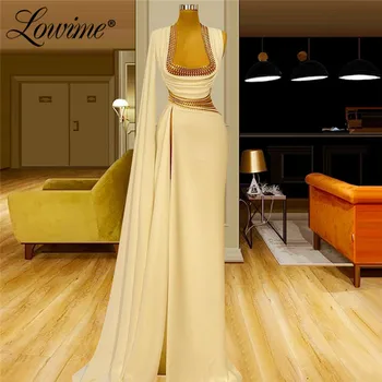 Длинное вечернее платье с арабским рукавом-накидкой Lowime 2021, вечерние платья с бисером и кристаллами для свадеб, платья знаменитостей, платья для выпускного вечера