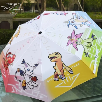 Зонт Digital Monster Yagami Taichi Greymon для защиты от дождя и солнца, Зонт с тройным сгибом и 8 ребрами Umbrell