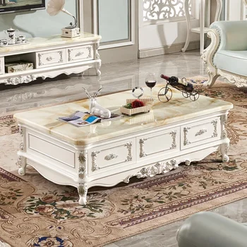 Европейский мраморный шкаф для телевизора, современная простая гостиная, роскошный резной чайный столик из массива дерева, размер семейной мебели