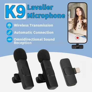 Портативный Микрофон K9 Mini Lavalier Аудио-Видеозапись Mini Lapel Mic Беспроводной Микрофон для iPhone ipad TypeC Phone 3,5 ММ