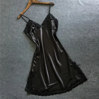 Женское атласное сексуальное кружевное белье с бантом, ночная рубашка с V-образным вырезом, нижнее белье, боди для косплея, секс-БДСМ комплекты