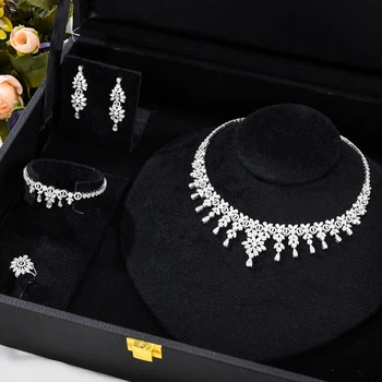 GODKI Элегантное двухслойное теннисное ожерелье CZ, 4ШТ, набор свадебных украшений для женщин, Свадебный Циркон, Дубай, индийские ювелирные наборы 2022