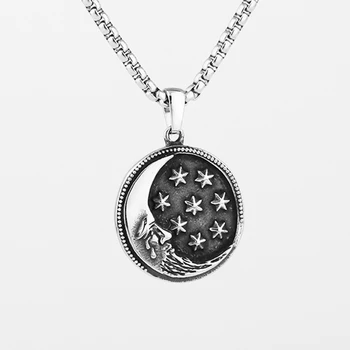 Ожерелье с подвеской в виде Луны и Звезды из нержавеющей стали 316L для Мужчин и женщин, Винтажные ювелирные Изделия, Подарок паре