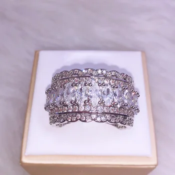 Ювелирные изделия YaYI высшего качества огранки Princess AAA + белый кубический цирконий серебряного цвета Обручальные кольца с сердечками, кольца для вечеринок, подарки