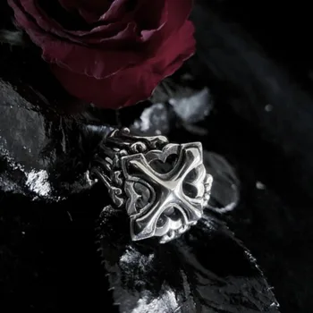 Мужское и женское кольцо с полым крестом-скелетом в стиле ретро, небольшой дизайн, готическая простая модная индивидуальность, подарочные украшения для вечеринок Y2K