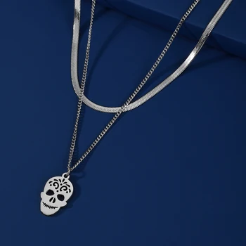 Полое ожерелье с рисунком скелета для женщин, Гротескная легкая роскошная цепочка из нержавеющей стали, Загадочная неоготическая ниша 2023