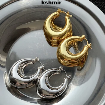 Серьги-кольца kshmir 2023 из глянцевого металла в стиле ретро, уникальные женские модные серьги-гвоздики для коктейлей оптом