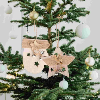 6 шт. Рождественский деревянный подвесной орнамент, Рождественское украшение, Рождественская елка, подвесной декор (смешанный стиль)